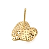 Brass Micro Pave Cubic Zirconia Stud Earring Findings with Loops CU-CBA1682-02G-2