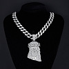 Alloy Crystal Rhinestone Jesus Pendant Necklaces for Men FS-WGEB413-01-1