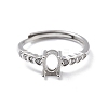 Adjustable Rhodium Plated 925 Sterling Silver Clear Cubic Zirconia Ring Components STER-C011-05P-2