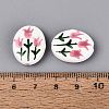 Hand Painted Tulip Flower Oval Porcelain Beads PORC-N012-11B-3