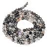 Natural Black Rutilated Quartz Beads Strands G-H003-B05-02-5