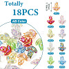18Pcs 9 Styles Acrylic & Alloy Flower Pendants PALLOY-TAC0160-4