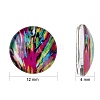 Printed Glass Flat Round Cabochons GGLA-N004-12mm-G-WH-3