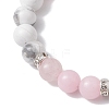 Natural Howlite & Plum Blossom Jasper Round Beaded Stretch Bracelets BJEW-TA00528-01-4