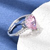 Brass Pave Cubic Zirconia Cuff Open Rings CU-CBA5C10-20P-2