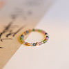 Natural Rainbow Tourmaline Round Beaded Finger Rings WGDC3AE-01-3