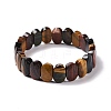 Natural Tiger Eye Oval Beaded Stretch Bracelet G-E010-01G-1