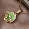 304 Stainless Steel Enamel with Imitation Pearl Flower Pendant Necklaces for Women DU2502-2