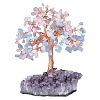 Natural Rose Quartz & Aquamarine Chips Tree of Life Decorations DJEW-PW0013-44D-1