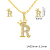Brass Micro Pave Clear Cubic Zirconia Pendant Necklaces & Stud Earrings Sets FS-WG8C370-18-1