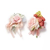 Silk Cloth Imitation Flower Brooch AJEW-XCP0001-91-2