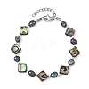 Dyed Natural Pearl & Paua Shell Beaded Bracelets for Women BJEW-JB14146-4