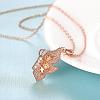 Rose Gold Plated Brass Cubic Zirconia Butterfly Pendant Necklaces for Women NJEW-BB00522-02-3