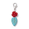 Dyed Synthetic Turquoise Leaf Pendants Decorations HJEW-JM02020-4