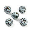 Painted Wood European Beads WOOD-F017-04D-1
