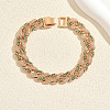 Unisex Brass Micro Pave Full Clear and Green Cubic Zirconia Cuban Link Chain Bracelets for Party and Casual Wear HS6983-5