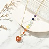 Chakra Natural Red Aventurine Heart Pendant Brass Cable Chain Necklaces for Women NJEW-JN06267-01-1