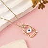 Arch with Evil Eye Brass Enamel Pendant Necklaces NJEW-H051-02G-2