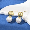 Round Brass Stud Earrings EJEW-H154-01G-1