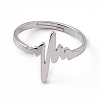 201 Stainless Steel Heart Beat Adjustable Ring for Women RJEW-K238-02P-1