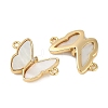 Brass Micro Pave Clear Cubic Zirconia Pave Natural Shell Butterfly Connector Charms KK-P283-05G-2