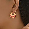 Fashionable Delicate Simple Color Block Fan-shaped Stainless Steel Hoop Earrings for Women LW7077-7-1