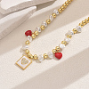 Elegant Brass & Imitation Pearl Heart Square Bib Necklaces for Women YJ5176-4