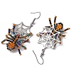 Halloween Braided Glass Seed Beads & 201 Stainless Steel Dangle Earrings EJEW-MZ00158-4