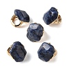 Natural Sodalite & Alloy Finger Rings for Women RJEW-G375-01G-07-4