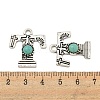 Synthetic Turquoise & Alloy Pendants PALLOY-H146-01AS-T-3