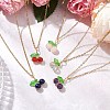 Natural Lapis Lazuli/Carnelian/Rose Quartz/Amethyst/Synthetic Moonstone Cherry Pendant Necklaces NJEW-JN05151-2