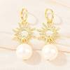Sun Brass Hoop Earrings EJEW-Z164-13G-1