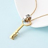 304 Stainless Steel Love Key Pendant Necklaces for Women NJEW-B149-03GP-3