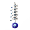 Glass Turkish Blue Evil Eye Pendant Decoration HJEW-I008-04AS-1