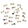 Brass Micro Pave Clear Cubic Zirconia Fish Links Connector Charms KK-K375-26G-1