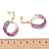 Natural Amethyst & Natural Rhodonite & Natural Ruby Faceted Round & Natural Cultured Freshwater Pearl Bead & 304 Stainless Steel Stud Dangle Earrings EJEW-JE07229-02-5