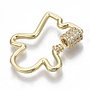 Brass Micro Pave Clear Cubic Zirconia Screw Carabiner Lock Charms ZIRC-T013-06G-NF-3