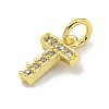 Letter Brass Micro Pave Clear Cubic Zirconia Pendants KK-K354-06G-T-2