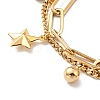 Star and Round Ball Charm Multi-strand Bracelet BJEW-G639-17G-2