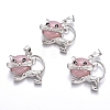 Natural Rose Quartz Kitten Pendants G-J386-C09-1