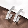304 Stainless Steel Polygon Stud Earrings EJEW-P324-12P-3