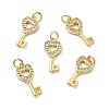 Brass Micro Pave Clear Cubic Zirconia Pendants KK-E068-VB180-3