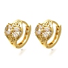 Flower Brass Micro Pave Cubic Zirconia Hoop Earrings EJEW-C126-13G-01-4