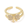 Bowknot Brass Micro Pave Clear Cubic Zirconia Open Cuff Rings RJEW-S417-03G-03-2