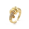 Rack Plating Brass Micro Pave Clear Cubic Zirconia Cuff Rings for Women RJEW-M028-117G-4