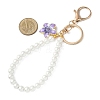4Pcs 4 Colors Alloy Enamel Flower Charm with Plastic Pearl Beaded Pendant Decorations HJEW-JM04330-4