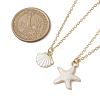 2Pcs Alloy Enamel Shell & Starfish Pendants Necklaces NJEW-JN04781-3