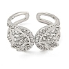 304 Stainless Steel Cubic Zirconia Open Cuff Ring for Women RJEW-S406-05P-01-2