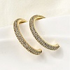 Brass Clear Cubic Zirconia C-Shaped Stud Earrings EJEW-L261-026G-2