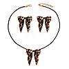 Leopard Print Bowknot Alloy Pendant Necklaces & Stud Earrings Sets for Women FS-WG6CA81-01-1